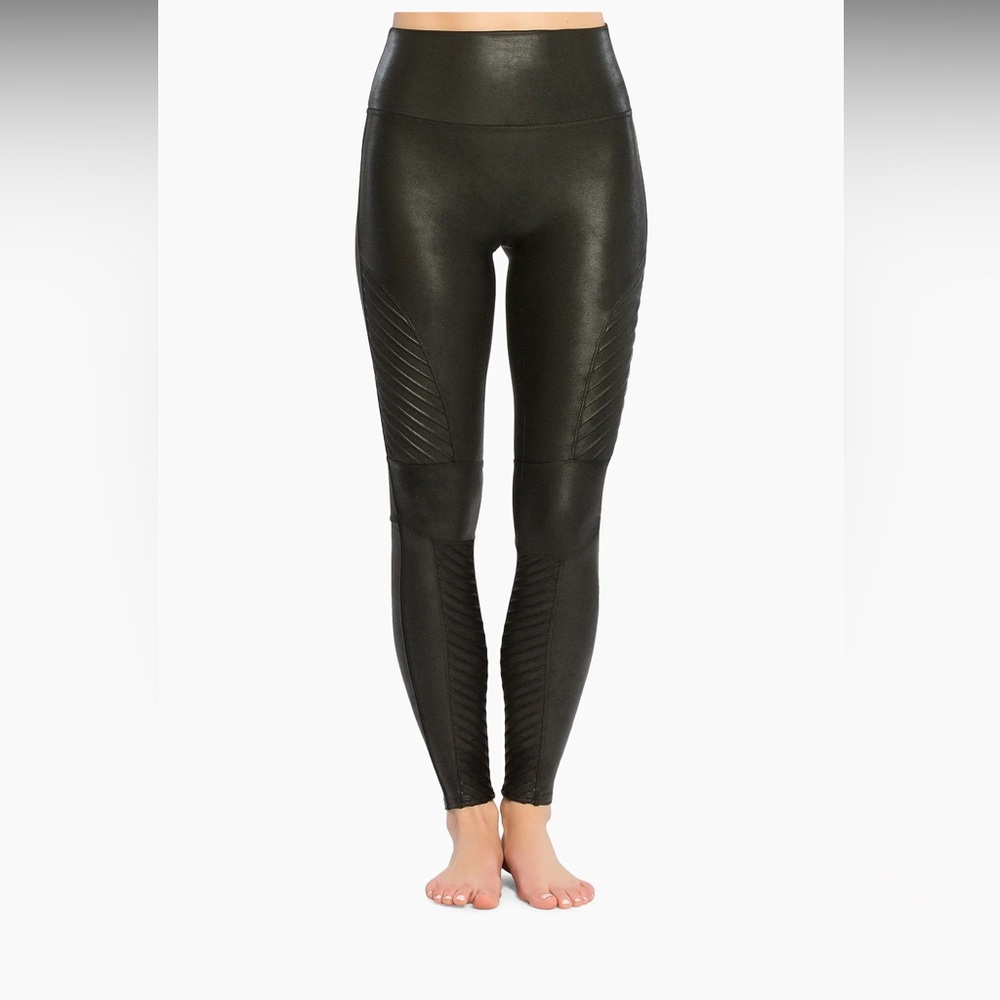 Spanx Faux Leather Moto Leggings Size Large